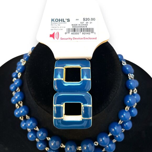 Croft & Barrow Midnight Blue Bead Necklace Bracelet Set NEW with Tags NWT - Picture 6 of 11